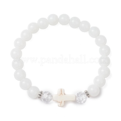 Round Spray Painted Imitation Jade Glass Beads Stretch Bracelets for Women&nbsp;BJEW-JB12881-02