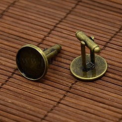 ドーム型の透明ガラスとアンティークブロンズブラスカフストレイセッティングは、画像のカフスボタン作るためのセットをカバー  ニッケルフリー  カフス：18x18ミリ  ガラス：15.73~16.13ミリ&nbsp;DIY-D0093-NF