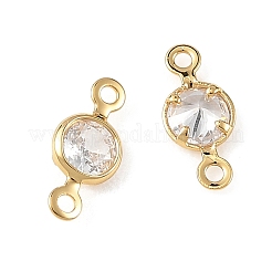 SHEGRACE Brass Pave Cubic Zirconia Flat Round Connector Charms&nbsp;XGRQ2O341-442A-G