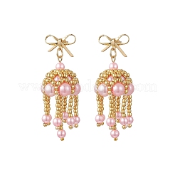 3 Pairs Handmade Glass Seed Beads Dangle Stud Earrings&nbsp;EJEW-MZ00708
