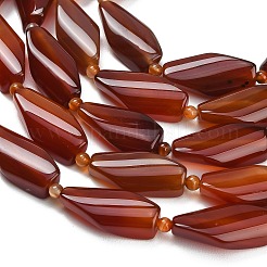 天然石カーネリアンビーズ連売り  ツイスト  染め＆加熱  シードビーズで  26.5~28.5x13~14x7.5~8.5mm  穴：1.2~1.4mm  約13個/連  16.14''（41センチメートル）&nbsp;G-B178-S01-01