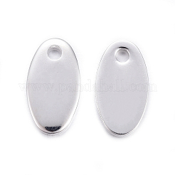 ステンレススチールチャーム201個  空白タグのスタンプ  オーバル  銀色のメッキ  9x5x1mm  穴：1mm&nbsp;STAS-H557-38S