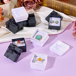 12Pcs 2 Colors Square Paper Jewelry Ring Gift Storage Boxes&nbsp;CON-TA0001-18