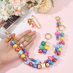 3Pcs 3 Styles Apple Heart Round Acrylic Link Bag Decorative Chains & Brooch&nbsp;HJEW-MA00037