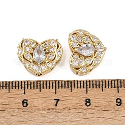 真鍮パヴェキュービックジルコニアマルチ連リンク  長持ちメッキ  ハート  ゴールドカラー  透明  12x14.5x6mm  穴：1.8mm&nbsp;ZIRC-F145-08G-01