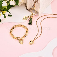 5Pcs Brass Micro Pave Clear & Green Cubic Zirconia Pendants&nbsp;ZIRC-SZ0003-18