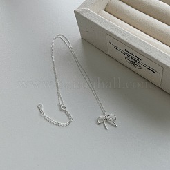 Bowknot 925 Sterling Silver Pendant Cable Chain Necklaces for Women&nbsp;FS-WG65D1C-01
