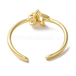 Moon with Star Rack Plating Brass Open Cuff Rings for Women&nbsp;RJEW-L123-103G