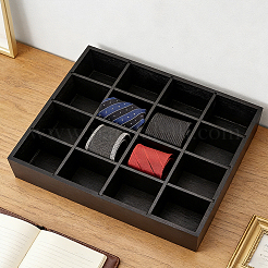 15-Grid Bamboo Wall-Mounted Tie Organizer Holder with 6 Adjustable Dividers&nbsp;AJEW-WH0609-920A