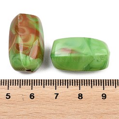 不透明アクリル天然石風ビーズ  ツイストコラム  ツートン  ライムグリーン  25x14x14mm  穴：2.5mm  約140個/500g&nbsp;OACR-G064-04B