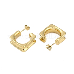 イオンプレーティング（IP）304ステンレススチールスクエアスタッドピアス（女性用）  洗練された  ゴールドカラー  19x7.5mm&nbsp;EJEW-K281-26G