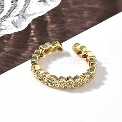 Brass Micro Pave Cubic Zirconia Cuff Rings&nbsp;RJEW-H256-21G