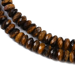 天然石タイガーアイビーズ連売り  多面カット  ロンデル  4x2mm  穴：0.6mm  約80個/連  15.55''（39.5センチメートル）&nbsp;G-P553-F03-01