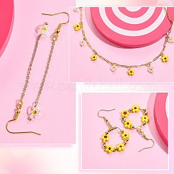 手作りミルフィオリランプワークビーズ100個  花  きいろ  7.5~8.5x7.5~8.5x3~3.5mm  穴：0.8mm&nbsp;LAMP-SZ0001-58