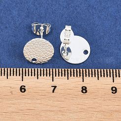 304ステンレススチールスタッドピアス金具  フラットラウンド  銀  10mm  穴：1.2mm  ピン：0.8mm&nbsp;STAS-O119-15A-S