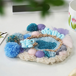 初心者向けDIYコースターパンチニードル刺繍スターターキット  刺繍枠、糸、針が付属  ファブリック  ミックスカラー  202x205x1mm&nbsp;DIY-WH20095-003D