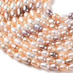 天然養殖淡水パールビーズ連売り  グレード4 A  ミックスカラー  5~5.5mm  穴：0.6mm  約64個/連  13.78''（35センチメートル）&nbsp;PA-CBABE82-01B
