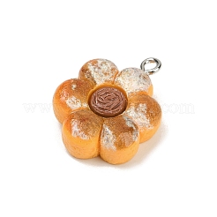 不透明樹脂ペンダント  パンを模倣する  プラチナアイアンループ付き  花饅頭  23.5x18.5x7.5mm  穴：2mm&nbsp;RESI-Q020-05A