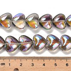 電気メッキガラスビーズセット  ハート  ココナッツブラウン  12.2x15x8mm  穴：1mm  約50個/連  23.62''（60センチメートル）&nbsp;EGLA-B008-01A-HR02