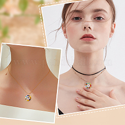 26個 26スタイルのアクリル&ガラスシードビーズペンダント  銅線と  文字付きの花  a～zの文字  22x17x4mm  穴：3mm  1個/スタイル&nbsp;PALLOY-GO00034