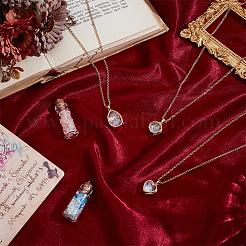 1Pc Alloy Glass Photo Frame Living Memory Floating Locket Pendant Rolo Chain Necklaces for Women&nbsp;NJEW-BM0001-01C