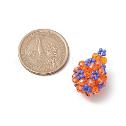 手作りのガラスシードビーズペンダント  ティアドロップチャーム  オレンジ  24x17mm  穴：1.3mm&nbsp;PALLOY-MZ00422-03