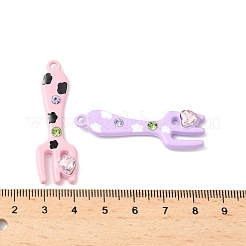 合金ペンダント  フォーク  ラインストーン付き  スプレー塗装  ミックスカラー  45x14x5mm  穴：2.5mm&nbsp;ALRI-D301-01A