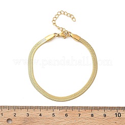 304ステンレススチールヘリンボーンチェーンブレスレット男性用女性用  ゴールドカラー  ワイド：4mm  6-1/2インチ（16.5cm）&nbsp;BJEW-D450-01G-02