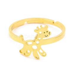 201ステンレススチール製調節可能な女性用リング  動物  キリン  12.5mm  内径：18mm&nbsp;RJEW-D082-04G