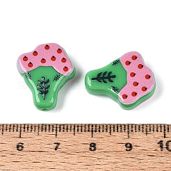 印刷された不透明樹脂ビーズ  リンゴの模様の木  ミディアムシーグリーン  20x17x6mm  穴：1.2mm&nbsp;RESI-N043-20B