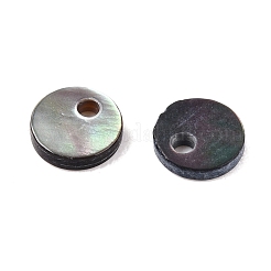 天然な黒リップシェルフラットラウンドのチャーム  4x1mm  穴：1mm&nbsp;SHEL-T020-08