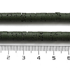 天然溶岩石染めビーズ連売り  ディスク  ヒシビーズ  濃い緑  6x3~3.5mm  穴：1.5mm  約107~114個/連  14.96''（38センチメートル）&nbsp;G-K375-G05-01