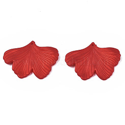 ゴム引きスタイルの不透明なアクリルパーツ  イチョウ葉  暗赤色  33.3x44.9x4mm  穴：1.5mm&nbsp;ACRP-T010-06