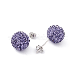 スターリングシルバーオーストリアクリスタルラインストーンイヤースタッド925個  ラウンド  539 _tanzanite  20x10x1mm&nbsp;Q286G221