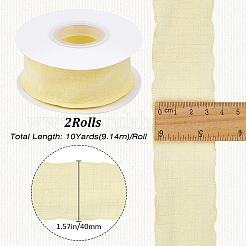 縫製装飾用のポリエステルフリルリボン2ロール  きいろ  1-5/8インチ（40mm）&nbsp;OCOR-CY0003-18B