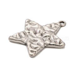 304ステンレスペンダント  スター  カドミウムフリー＆ニッケルフリー＆鉛フリー  ステンレス鋼色  37x34.5x3mm  穴：3mm&nbsp;X-STAS-P417-04B-P