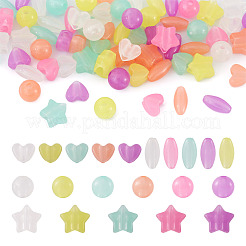 200Pcs 4 Style Luminous Acrylic Beads&nbsp;TACR-FS0001-02