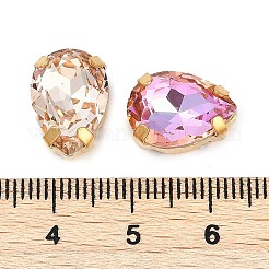 真鍮 ガラス ラインストーン 縫い付けラインストーン  多面カット  ティアドロップ  ミックスカラー  ゴールドカラー  14x10x7mm  穴：1.2mm&nbsp;RGLA-B004-07A-G