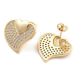Brass Pave Cubic Zirconia Stud Earrings&nbsp;EJEW-U005-08G