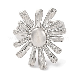 Rack Plating Flower Brass Open Cuff Rings for Women&nbsp;RJEW-S242-11P