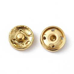 イオンプレーティング（IP）202ステンレススチールスナップボタン  衣服のボタン  ミシンアクセサリー  ゴールドカラー  10x3.5mm&nbsp;BUTT-I017-01A-G