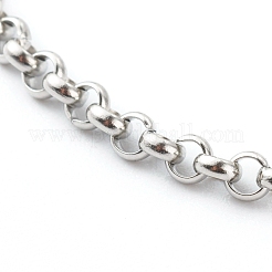 変色しにくい304ステンレススチールのローロチェーンブレスレット  ステンレス鋼色  7-1/2インチ（19cm）&nbsp;BJEW-JB06447-01