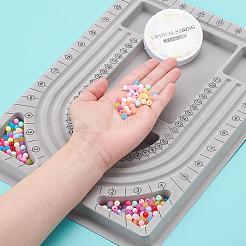 DIYネックレス作りキット  ネックレスデザイン用の1個のプラスチックビーズデザインボードを含む  群がっている長方形  200個の丸い不透明なアクリルビーズ  1ロール弾性クリスタルスレッド  ミックスカラー  ビーズ：6mm  穴：2mm&nbsp;DIY-YW0003-60