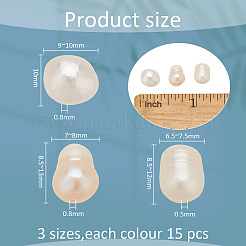 45個3スタイルの天然養殖淡水パールビーズ  ライス＆ナゲット  貝殻色  8.5~13x6.5~10mm  穴：0.5~0.8mm  15個/スタイル&nbsp;PEAR-WR0001-07