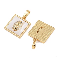 Brass Micro Pave Clear Cubic Zirconia Pendants&nbsp;KK-C109-07C-G