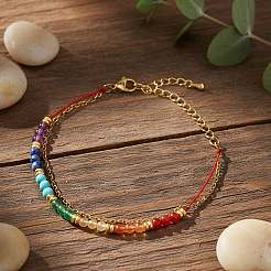 7 Chakras Synthetic Turquoise & Natural Lapis Lazuli & Carnelian Round Beads Double Layers Bracelets&nbsp;CC9331-2