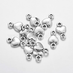 チベットスタイルハートリンク  カドミウムフリー＆鉛フリー  アンティークシルバー  15x8x2mm  穴：2mm&nbsp;X-TIBE-23607-AS-RS
