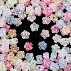 クリアクラックアクリルビーズ  スモモの花  ミックスカラー  12.5x13x8mm  穴：2mm&nbsp;X-OACR-B031-21