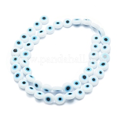 Handmade Evil Eye Lampwork Flat Round Bead Strands&nbsp;LAMP-L058-8mm-14