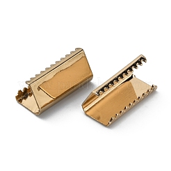 真鍮製カシメリボン止めエンドパーツ  圧着端のパーツ  ライトゴールド  15x7.5mm&nbsp;KK-WH0046-34B-LG